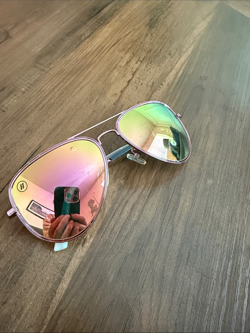 Aviator Mirrored Sunglasses - Pink Gradient Lenses